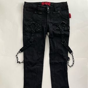 💀TRIPP💀 Black Skinny Pants with Chains and Metal Hardware, Goth, Punk, Bondage